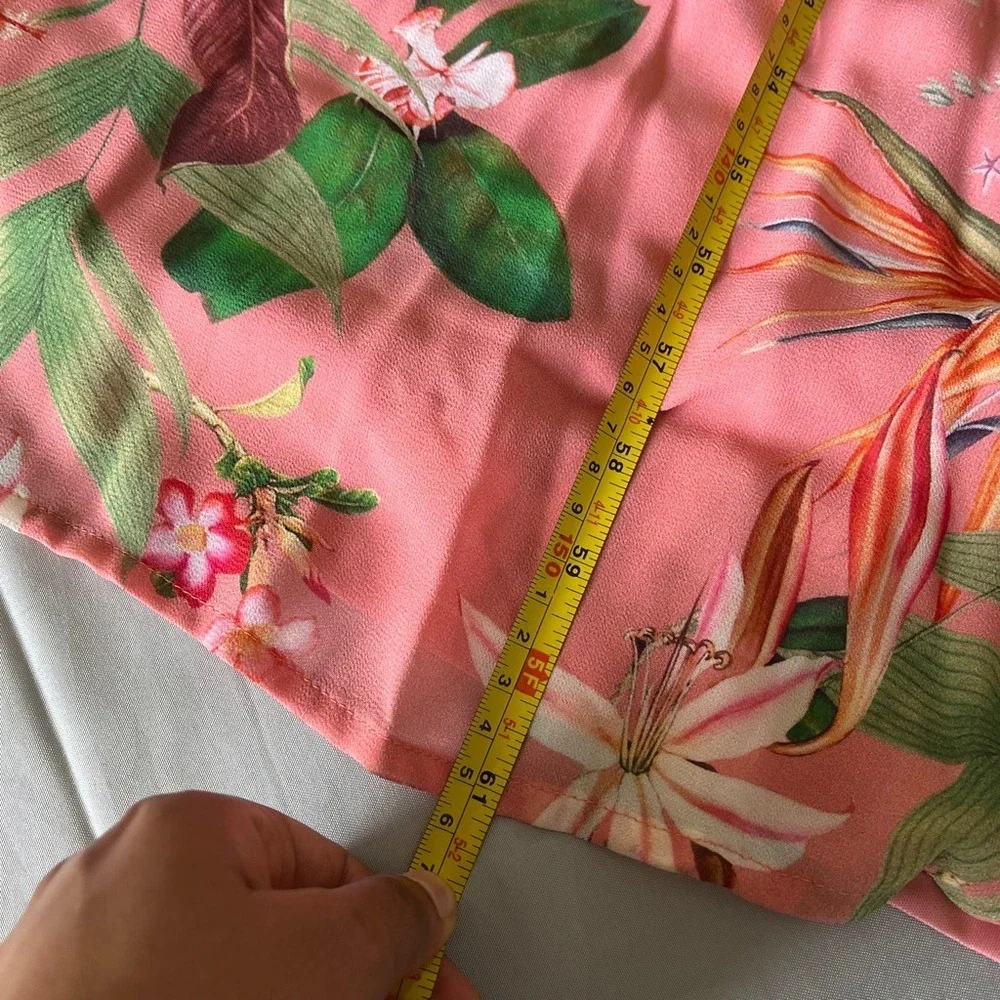 Express‎ Pink Tropical Floral Cutout Halter Maxi Dress Boho Resort Size M Flowy! - Picture 6 of 8
